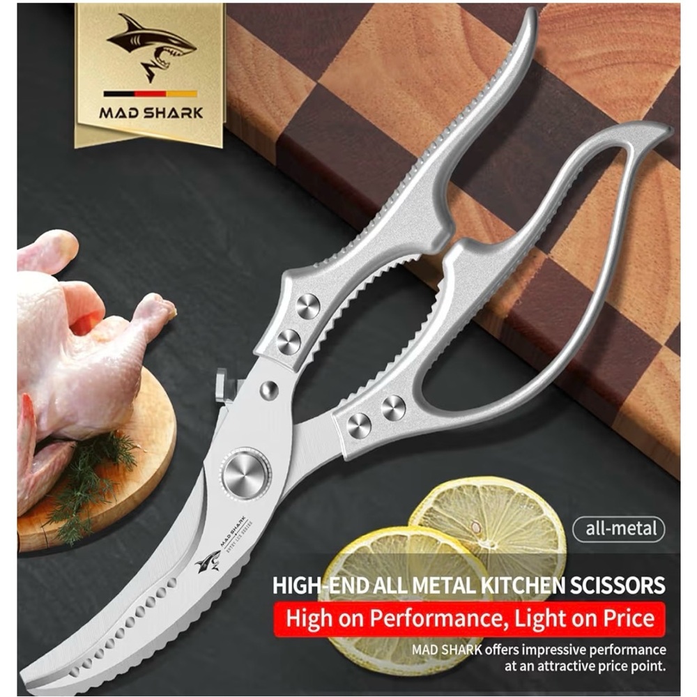 Spring-Loaded Silver Kitchen Shears - Picture 3 of 4